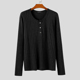 WIAOFELLAS  -  Men Shirt Solid Color Knitted Long Sleeve Casual Men Clothing Streetwear Korean Style Spring Autumn Fashion Male Tops