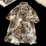 Wiaofellas  -  Trendy Men's Tie-Dye Short Sleeve Shirt - Breathable Casual Summer Top Streetwear Fashion Hawaiian Shirt for Man M-XXXXXL