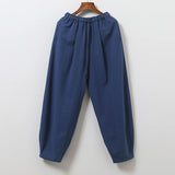 WIAOFELLAS  -  Autumn Mens Cotton Wide Leg Pants Men Solid Color Oversized Jogger Trousers Male Elastic Waist Streetwear Hanfu Linen Pants