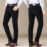 WIAOFELLAS  -  Plus Size 28-40 Men Corduroy Pants Spring Autumn Winter  Casual Loose Slim  Straight Long Business Chinos Black Blue Father