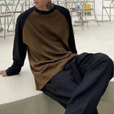 WIAOFELLAS  -  Men's Long-Sleeved Tops Cotton Fleece Fashion Comfortable Versatile Hip-Hop Street American Style Contrasting Color Pullovers