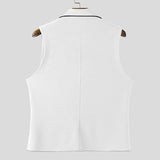 WIAOFELLAS  -  Men Vests Patchwork Lapel Sleeveless Button Casual Male Waistcoats Color-block Streetwear 2025 Fashion Vests Men S-5XL