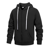 Wiaofellas  -  Zip Up Gray Hoodie Man Autumn Winter Men's Long Sleeve Zipper Hooded Sweatshirt Fashion Male Outfit Sportwear Loose Work Clothes