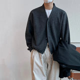 Wiaofellas Autumn and Winter Cardigan knitted Sweater Men Wind Loose Lazy Wind V-neck Sweater Korean Version of The Trend knitwear B126