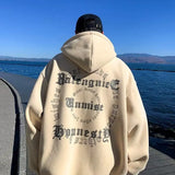 Wiaofellas  -  Zipper Cardigan Sweatshirt Men's High Street Hip-hop Hooded Jacket Trendy Loose Top