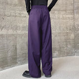 WIAOFELLAS  -  Men Pants Solid Color Button Joggers Loose Pleated Wide Leg Trousers Men Streetwear Fashion Casual Long Pants S-5XL