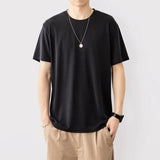 Wiaofellas  - Summer Men's Fashion Solid Color Loose T-shirt Men Modal Short Sleeve Casual Tops Male Sportswear Tracksuit Clothes V12