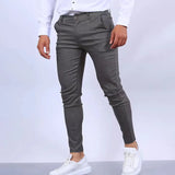 WIAOFELLAS  -  New Spring Mens Casual Pants Streetwear Fashion Pure Color Mid Waist Slim Fit Pencil Pants For Male Vintage Pleated Suit Trouser