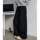 WIAOFELLAS  -  Gray American Sweatpants Men Autumn Draped Straight Wide-leg Sports Casual Trousers