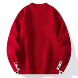 Wiaofellas  -  Trendy Cashmere Blend Fabric Sweater Warm Autumn Winter Wool Knitted Pullover Sweater With Cuff Button Design casual Tops