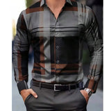 Wiaofellas  -  Geometric Three-dimensional 3D Printed Casual Lapel Long-sleeved Shirt Spring and Autumn Men's Trendy Versatile Shirt