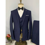 Wiaofellas  -  Formal Men's Suits Three Piece Set Business Casual Office Suit Coat Wedding Tuxedo For Bridegroom  3 Pcs Coat + Vest + Pants