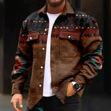 WIAOFELLAS  -  Retro Men's Patchwork Print Jackets Fashion Man Casual Coat Autumn Winter Men Lapel Single Breasted Pocket Loose Outerwears