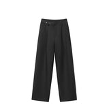 WIAOFELLAS  -  Black Gray Suit Pants Men Oversized Social Mens Dress Pants Korean Loose Wide Leg Pants Mens Office Formal Trousers M-3XL