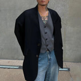 WIAOFELLAS  -  Mens Vest Sleeveless Retro Urban Layering Piece Suit Vest Slim Fit Vintage Essential Gray Waistcoat Trendy Button Unisex Vest