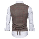 Wiaofellas  -  New Men's Suit Vest Men's Youth Leisure Business V-neck Plaid Vest Men's