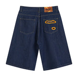 Wiaofellas  -  Vintage Ripped Denim Shorts Embroidery Streetwear Casual Jeans Shorts For Male