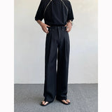 WIAOFELLAS  -  Black Oversized Suit Pants Men Fashion Social Mens Dress Pants Korean Loose Straight Wide Leg Pants Mens Office Formal Trousers