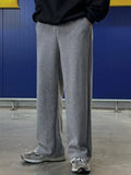 WIAOFELLAS  -  Autumn Men's Velvet Sweatpants Loose Elastic Waist Solid Color Straight Bottom Wide Leg Casual Male Trousers Simple