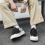 WIAOFELLAS  -  Autumn Black Canvas Sneakers Men Fashion Casual Platform Men's Skateboard Shoes Outdoor Breathable Non-slip Vulcanized Shoes Man