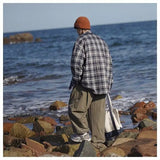 WIAOFELLAS  -  American retro plaid shirt men's autumn and winter thickened and fleece warm, trendy loose and casual long-sleeved shirt jacket