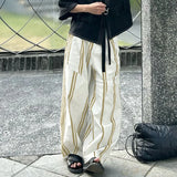 WIAOFELLAS  -  Men Striped Pants Button Oversize Joggers Casual Wide Leg Pants Men Streetwear 2025 Fashion Loose Long Trousers S-5XL