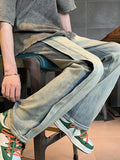 WIAOFELLAS  -  Spring Autumn Blue Wide-leg Jeans Men Fashion Retro Baggy Harajuku Jeans Streetwear Loose Hip-hop Straight Denim Trousers Mens