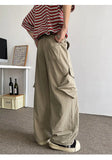 WIAOFELLAS  -  Men's Casual Pants Drawstring Solid Color Pleated Design Menswear Side Big Pokcets Elastic Waist Male Trousers New