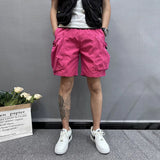 Wiaofellas  -  Mens Casual Workwear Big Pocket Shorts Genderless New Fashion Personality Versatile Solid Color Couple Quarter Pants Unisex