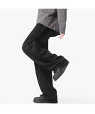 WIAOFELLAS  -  New Men's Pleated Straight Wide-leg Sweatpants Hip Hop Solid Color Baggy Pants Korean Fashion Y2K Streetwear Gray Trousers