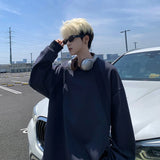 WIAOFELLAS  -  Streetwear Gray Oversized Pullover Hoodie Men Solid Warm Clothes Fashion Crewneck Sweatshirt Casual Loose Hoodies Y2K Sportswear