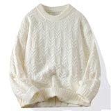 WIAOFELLAS  -  Round Neck Sweater Ribbed Neckline Not Easy Deform Thick Warm Fashion Trend Crisp Shape High Thin Quality Fabric Comfortable