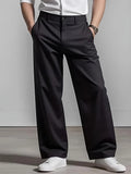 WIAOFELLAS  -  Fashionable Pleated Mens Loose Straight Pants Spring Summer Daily Casual Solid Color Suit Trousers For Men Leisure Trousers