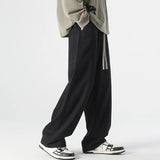 Wiaofellas  -  Men's Workwear Wide Leg Pants Cotton Men Spring Autumn Classic Fashion Bagy Straight Casual Pants Male Drapery Khaki Grey