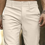 Wiaofellas  -  Men Solid Color Corduroy Pants Mid-waist Slightly Flare Trousers American Retro High Street Straight-leg Daily Casual Pant S-3XL