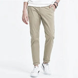 WIAOFELLAS  -  Size 28-38 Men Pants Spring Summer Autumn  Casual Cotton Slim  Straight  Long Business Chinos Slacks Suit  Pants Black