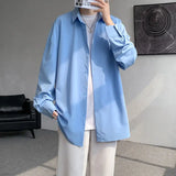 WIAOFELLAS  -  Long Sleeved Shirt Men Fashion Black Dress Shirt Men Korean Loose Casual White Shirt Mens Office Formal Shirt Large Size 4XL