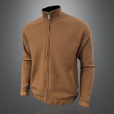 WIAOFELLAS  -  Men Pure Color Sweatercoat Men Stand Collar Cardigan Autumn Winter Korean Fashion Cashmere Knit Jacket Sweater Knitted Sweater