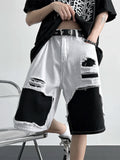 WIAOFELLAS  -  2025 New Men's Summer Fashion Stitching Loose Denim Shorts Male High Street Straight Shorts Men Contrast Color Short Jeans P873