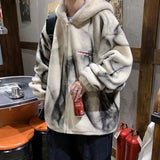 WIAOFELLAS  -  Winter thickened cotton coat men's velvet hooded cotton coat Korean style loose lamb wool cotton jacket trendy