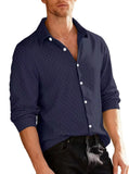 2025 New Jacquard Long Sleeve Button Cardigan Jacket Men's Solid Color Casual Sports Loose Men's Shirt