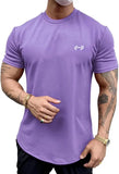 Wiaofellas  -  Men's Short Sleeve Sport T-Shirt Summer Solid Color Roung Neck Gym Slim Tees Youth Casual Breathe Running Top