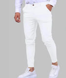 Wiaofellas  -  Men's Burgundy Slim Fit Chino Pants Stretch Skinny Trousers with Button Closure