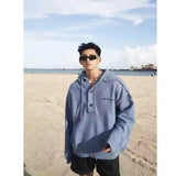 WIAOFELLAS  -  Hooded turtleneck sweater men's autumn and winter loose lazy style sweater retro thickened sweater jacket