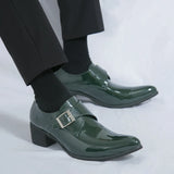 WIAOFELLAS  -  Luxury Green High Heel Shoe Men Fashion Platform Moccasin Wedding Man Shoes Size 46 Leather Pointed Toe Formal Shoes Gentleman