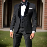 Wiaofellas  -  Formal Groom Tuxedo For Wedding 3 Pieces Custom Men Suits Slim Fit Velvet Shawl Lapel Male Fashion Jacket Waistcoat Pants