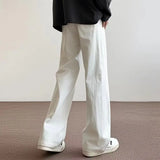 Wiaofellas  -  American High Street White Jeans Men Retro Trendy Draped Straight-Leg Floor-Length Slightly Flared Casual Pants