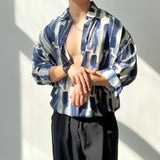 WIAOFELLAS  -  Fashion Shirt Lapel Casual Men's Graffiti Ink Painting Flower Butterfly Outdoor Retro High Quality Material Top