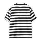 WIAOFELLAS  -  Summer Men's Striped T-Shirts Short Sleeve Casual O-Neck Tshirt Male Fashion Sports Tops Loose Tees Streetwear T Shirt Plus Size
