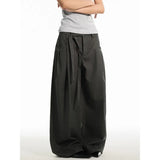 Wiaofellas  -  Unisex American Retro Pleated Wide‑Leg Cargo Pants Loose Straight Trousers Minimalist Casual Streetwear Oversized Fashion Pants